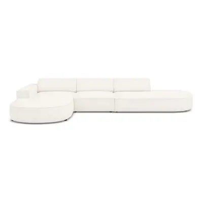 Beżowy narożnik (prawostronny) z materiału bouclé Jodie – Micadoni Home
