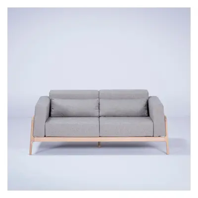Szara sofa z konstrukcją z litego drewna dębowego Gazzda Fawn, cm