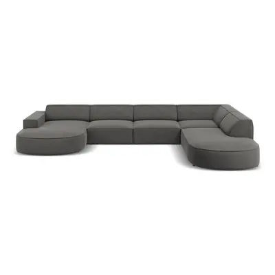Beżowy aksamitny narożnik (w kształcie litery U) Jodie − Micadoni Home