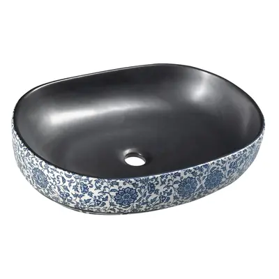 Czarno-niebieska ceramiczna umywalka 60x40 cm Priori – Sapho