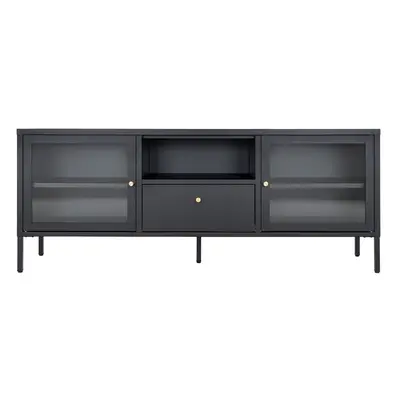 Czarna metalowa szafka pod TV 150x60x35 cm Dalby – House Nordic