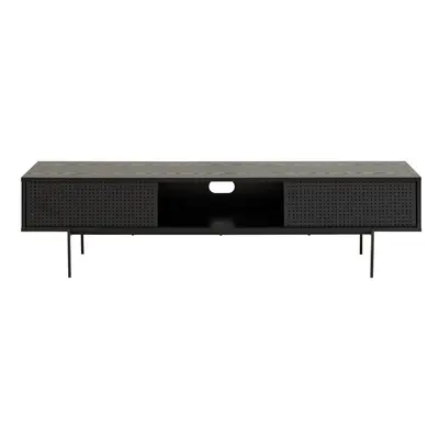 Czarna szafka pod TV w dekorze jesionu 180x44,5 cm Angus – Actona