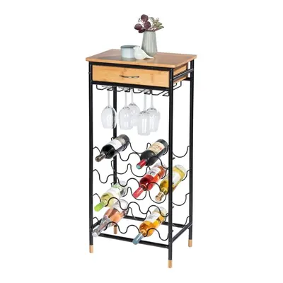 Czarno-naturalna metalowa szafka na wino liczba butelek 16, 48x95 cm Loft – Wenko