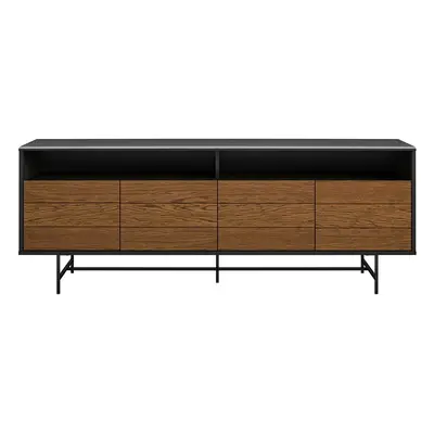 Czarna szafka pod TV w dekorze dębu 157x58 cm Reznor – Støraa