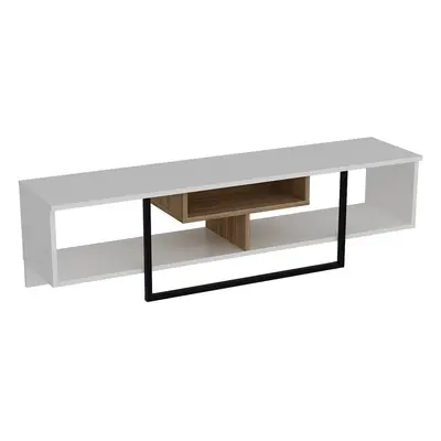 Biała szafka pod TV w dekorze dębu 149x40 cm Asal – Kalune Design