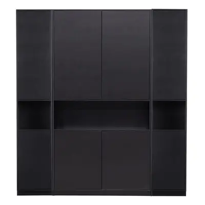 Czarny regał modułowy z litego drewna sosnowego 190x210 cm Finca – WOOOD