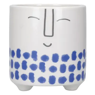 Biało-niebieska ceramiczna doniczka Kitchen Craft Happy Face