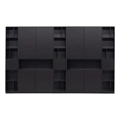 Czarny regał modułowy z litego drewna sosnowego 340x210 cm Finca – WOOOD