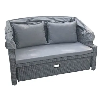 Szara sofa ogrodowa z imitacji rattanu Monte Carlo – Garden Pleasure