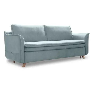 Jasnoniebieska aksamitna rozkładana sofa cm Charming Charlie – Miuform