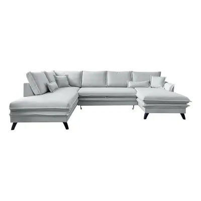 Jasnoszara rozkładana sofa w kształcie litery "U" Miuform Charming Charlie, lewostronna