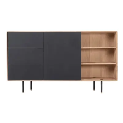 Czarno-naturalna niska komoda z litego drewna dębowego 176x100 cm Fina – Gazzda