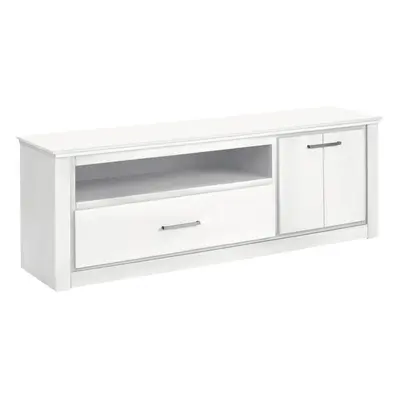 Biała szafka pod TV z drewna sosnowego 160x55 cm Celia – Støraa