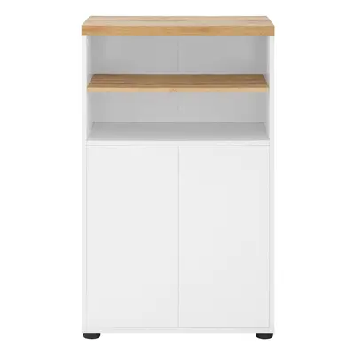 Biała wysoka szafka łazienkowa w dekorze dębu 60x102 cm Thessa – Støraa