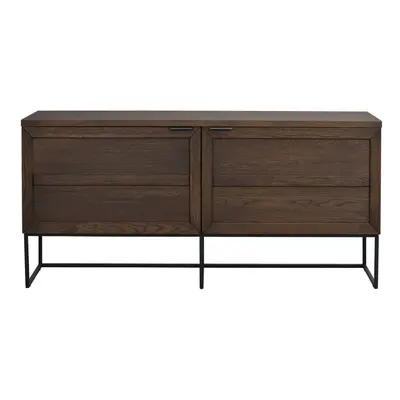 Brązowa niska komoda z litego drewna dębowego 160x75 cm Everett – Rowico