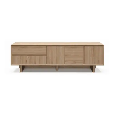 Szafka pod TV w dekorze dębu w naturalnym kolorze 180x55x45 cm Carpi – Marckeric
