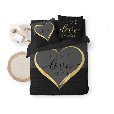 Czarna bawełniana pościel dwuosobowa 200x200 cm Crazy Love – douceur d'intérieur