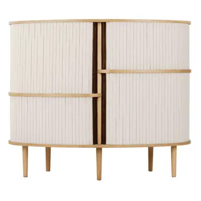 Szaro-naturalna szafka w dekorze dębu z drzwiami przesuwnymi 120x100x50 cm Audacious – UMAGE