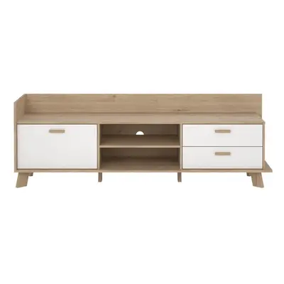 Biało-naturalna szafka pod TV w dekorze dębu 182x62x51 cm Ikast – Tvilum