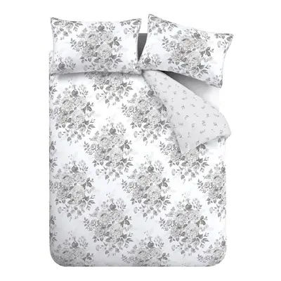Szara pościel jednoosobowa 135x200 cm Elinda Floral – Catherine Lansfield