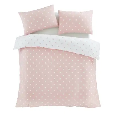 Biało-różowa flanelowa pościel jednoosobowa 135x200 cm Polka Dot – Catherine Lansfield
