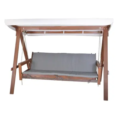 Szaro-brązowa drewniana huśtawka ogrodowa Adelaida – Rojaplast