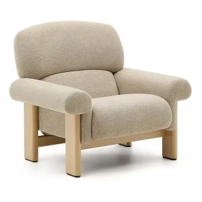 Beżowy fotel z tkaniny szenilowej Nema – Kave Home