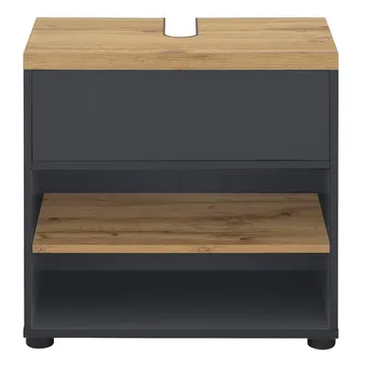 Antracytowa szafka pod umywalkę w dekorze dębu 60x57 cm Thessa – Støraa