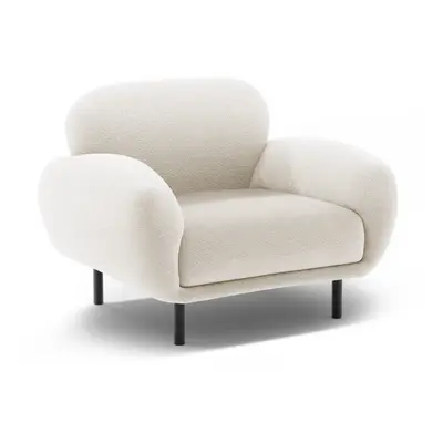 Biały fotel z materiału bouclé Poppy – Micadoni