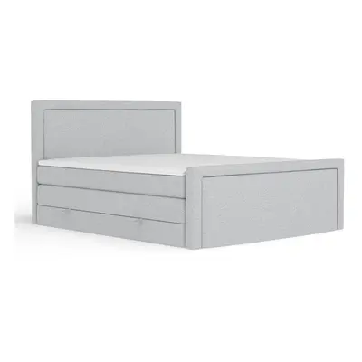 Jasnoszare łóżko kontynentalne ze schowkiem 140x200 cm Lavenda – Maison de Rêve