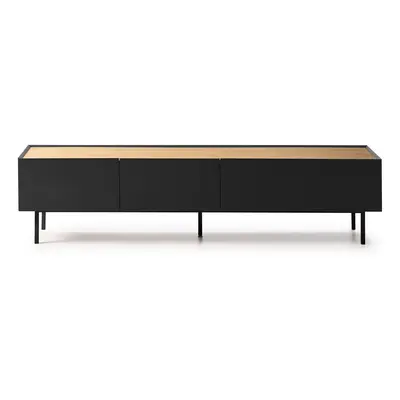 Czarno-naturalna szafka pod TV w dekorze dębu 180x45 cm Arista – Teulat