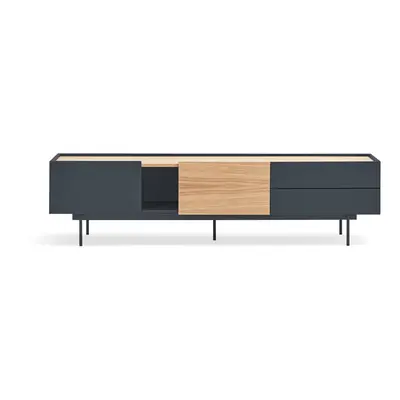 Antracytowo-naturalna szafka pod TV w dekorze dębu 180x45 cm Otto – Teulat