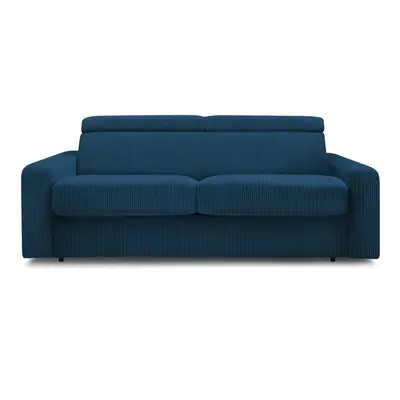 Ciemnoniebieska sztruksowa rozkładana sofa 195 cm Monaco – Bobochic Paris