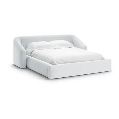 Jasnoszare tapicerowane łóżko dwuosobowe ze schowkiem ze stelażem 200x200 cm Campi – Cosmopolitan Design