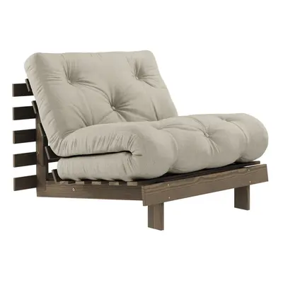 Szarobeżowy rozkładany lniany fotel Roots Carob – Karup Design