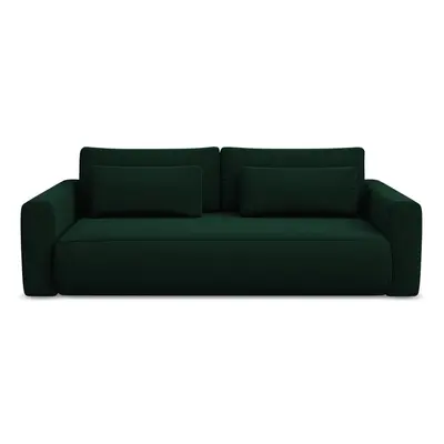 Zielona aksamitna rozkładana/ze schowkiem sofa 238 cm Kapua – Makamii
