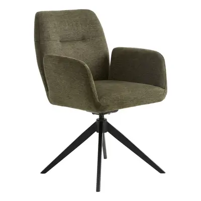 Zielony tapicerowany fotel jadalniany z podłokietnikami Roxana – Unique Furniture