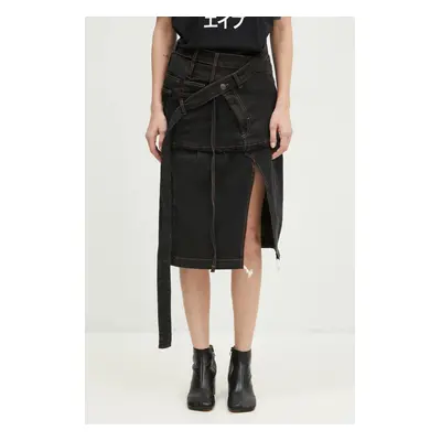 Ottolinger spódnica jeansowa Signature Wrap Denim Skirt kolor szary midi rozkloszowana