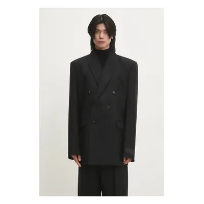 VETEMENTS marynarka wełniana Double Breasted Evening kolor czarny UA66JA450B1