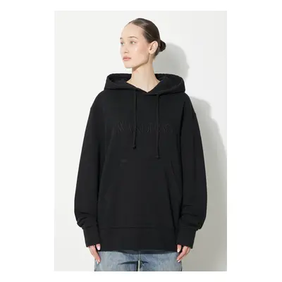 JW Anderson bluza bawełniana Logo Embroidery Hoodie damska kolor czarny z kapturem gładka JW0164