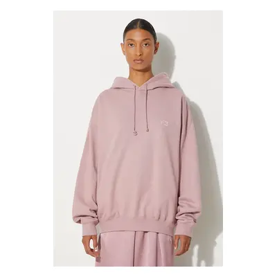 Y-3 bluza Fleece Hoodie damska kolor różowy z kapturem z nadrukiem JD9819