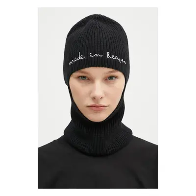 Fiorucci kominiarka wełniana Embroidered Balaklava kolor czarny U01FPAHA217KN05BK01