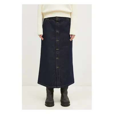 Carhartt WIP spódnica jeansowa Marvin Skirt kolor niebieski midi prosta I034647.102