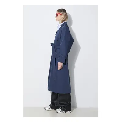 Kenzo trencz Solid Elongated Kimono Trench damski kolor granatowy przejściowy FE52MA0729OV.77