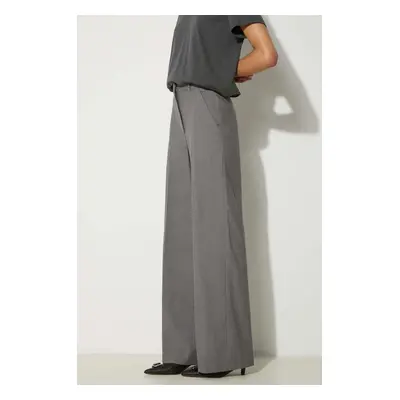 Kenzo spodnie wełniane Cool Wool Wide Pants kolor szary szerokie high waist FE62PA0949RB.97