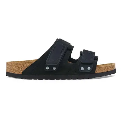 Birkenstock klapki zamszowe Uji męskie kolor czarny