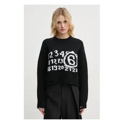 MM6 Maison Margiela sweter wełniany damski kolor czarny ciepły S62HL0029.M13074