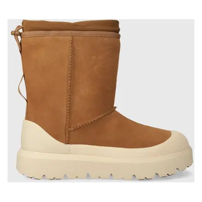 UGG śniegowce zamszowe Classic Short Weather Hybrid męskie kolor brązowy