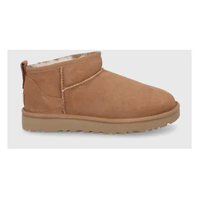 UGG śniegowce zamszowe Classic Ultra Mini kolor brązowy 1116109-CHE