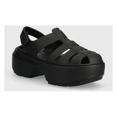Crocs sandały Stomp Fisherman Sandal damskie kolor czarny na platformie